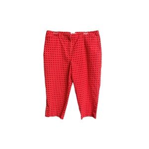 Talbots Women's Red White Print Capri Cropped Ankle Pants Size 16